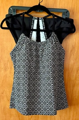 Traje de baño Merona Tankini blanco y negro talla mediana inferior talla grande Foto 1 de 4