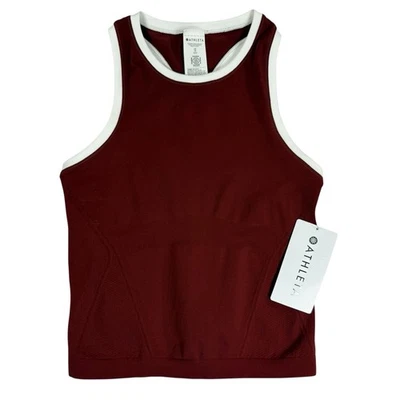 Athleta Momentum Seamless High Neck Crop Tank Top Size XS Racerback Maroon NEW! - Image 1 of 4