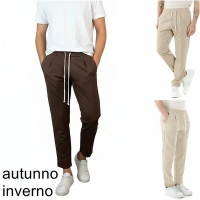 Pantaloni uomo Elasticizzati Eleganti Invernali Pantalaccio Con Elastico in vita - Immagine 1 di 4