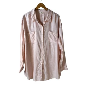 Caslon New Women's Linen Blend Pocket Button Up Shirt Top Pink Size XL Casual - Picture 1 of 10