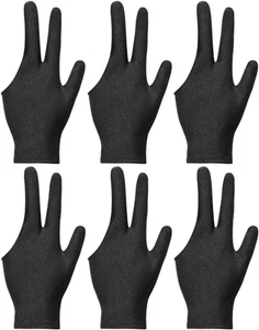 Guanti Da Biliardo,6Pcs Guanti a Tre Dita, Da Biliardo, Estensibili, Nero Rete T - Foto 1 di 12
