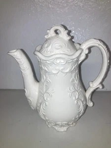 Weiße Provincial Napcoware Kaffeekanne mit Deckel - Bild 1 von 10