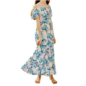LILLY PULITZER Seraphina Maxi Dress Pink Chasing The Sun Girls XL 12/14 Women S - Picture 1 of 9