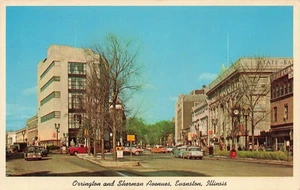 EVANSTON IL ORRINGTON AND SHERMAN AVES 1957 POSTCARD 081925 U - Picture 1 of 2