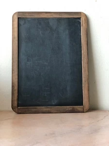 Antique Student Wood Frame School Slate Chalkboard Double Sided - Picture 1 of 11