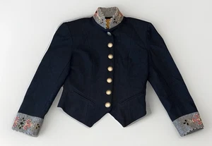 Double D Ranchwear Blazer blau Wolle Perlen Militärstil silberne Knöpfe Gr. SM - Bild 1 von 19