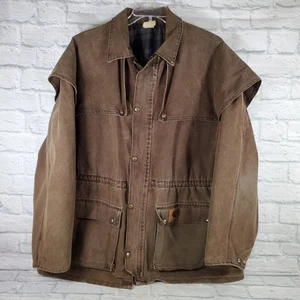 Rare Vintage Carhartt Duck Chore Flannel Duster Jacket Large Barn XL - Picture 1 of 6