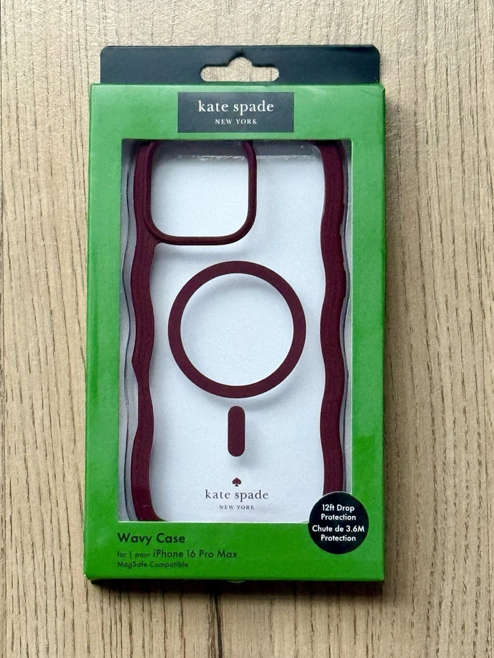 Funda Kate Spade iPhone 16 Pro Max con MagSafe Granate/Rojo Ondulado Foto 1 de 1