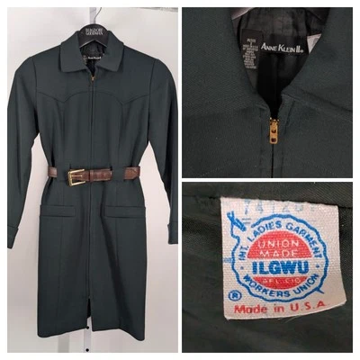 Anne Klein II 80s Green Knit Mod Italian Style Bodycon Dress USA By Donna Karan  - Image 1 of 4