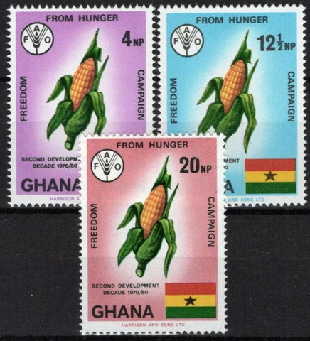 ZAYIX Ghana 418-420 MNH Freedom from Hunger Corn FAO Emblem 021023S13M Cover