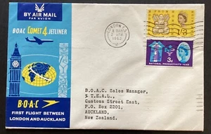 GB 1963 B.O.A.C London to Auckland FFC on Comet 4 Jetliner (PSE958) - Picture 1 of 2