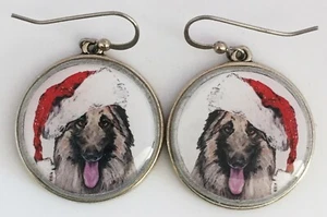 Santa Belgian Tervuren Dog Breed Christmas Earrings - Picture 1 of 3