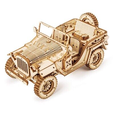 1:18 ROKR 3D Wooden Puzzle For Adult Mechanical Kits -Army Jeep Xmas Gift • 14.99$