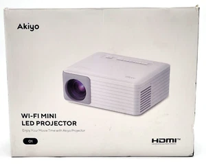 Akiyo 01 Wi-Fi HDMI Mini LED Projector With Multiple Inputs White - Picture 1 of 10