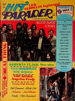 Hit Parader March 1973 Blood Sweat & Tears Zeppelin Kinks Morrison Roberta Flack - Image 1 of 4