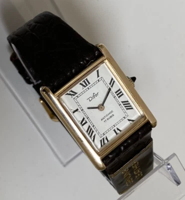 Reloj Tanque Difor Vintage Cuerda Manual Esfera Romana Chapado en Oro Foto 1 de 4