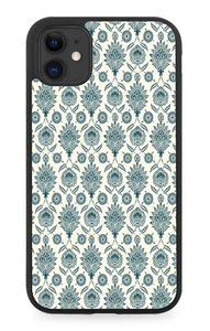 Blau und Creme Blumen Muster Gummi Handy Hülle Flowery Floral Print Gel E893 - Bild 1 von 2