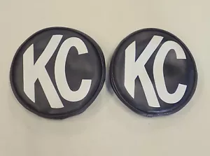 Vintage KC Daylighter Off Road Lamp Covers Real Deal Black White K C Lights WOW! - Picture 1 of 13
