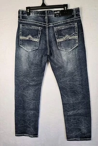 Pantalones de mezclilla True Luck para hombre calce recto lavado medio talla 34x30 nuevos con etiquetas bolsillos bordados - Imagen 1 de 11
