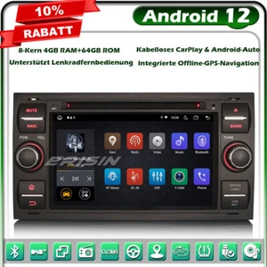 Radio Coche 64GB 8 Núcleos Android 13 GPS Navegación Ford Fiesta Kuga Transit Focus Galaxy - Imagen 1 de 24