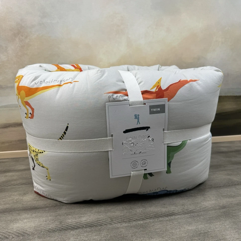 Pottery Barn Kids Finn Dino Dinosaur Quilt Comforter Twin Multicolor NWT Read - Image 1 of 4