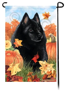 Falling Leaves Garden Flag - Schipperke - Picture 1 of 1