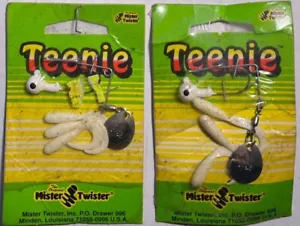 Vintage Mister Twister Teenie Curly Tail Lures White Fishing Bait lot of 2 - Picture 1 of 3