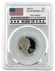 2025 S Jefferson Nickel PCGS PR69 DCAM First Strike - Made In USA Holder - Picture 1 of 2