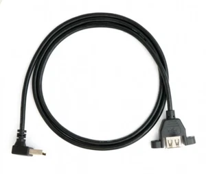 USB 2.0 Cable 100 CM Type a Socket To Plug Adapter Screw Angle, Black - Afbeelding 1 van 4