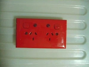 HPM Jumbo double powerpoint with Safety Shutters 10 A 240V ac Red New - Picture 1 of 5