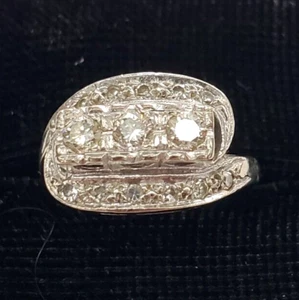 Vintage Tru-Brite 14K Gold 0,33 runder Diamant Ring - Größe 3,5 - Bild 1 von 8