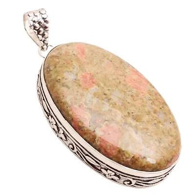 Unakit Edelstein Versilbert Handmade Anhänger Schmuck Geschenk 6cm P-14291 - Bild 1 von 3