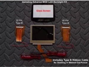 Kit de retroiluminación LCD GBA MOD 32/40 pines tipo B GBA SP AGS-101 LCD/vidrio retroiluminado - Imagen 1 de 4