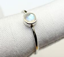 Genuine Blue Moonstone 925 Silver Round Ring, Single Stone Ring, Engagement Ring
