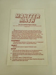 Vintage 1987 Monster Mash Game Replacement Piece Instructions Parker Brothers T3 - Picture 1 of 4