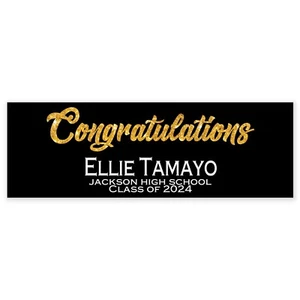 Black and Gold Class of 2024 Personalized Graduation Party Banner - Picture 1 of 3