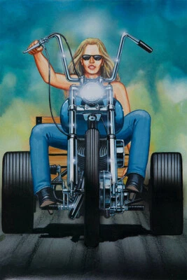 David Mann Illustration Cult Biker Motorcycle Print Wall Art Home - POSTER 20x30