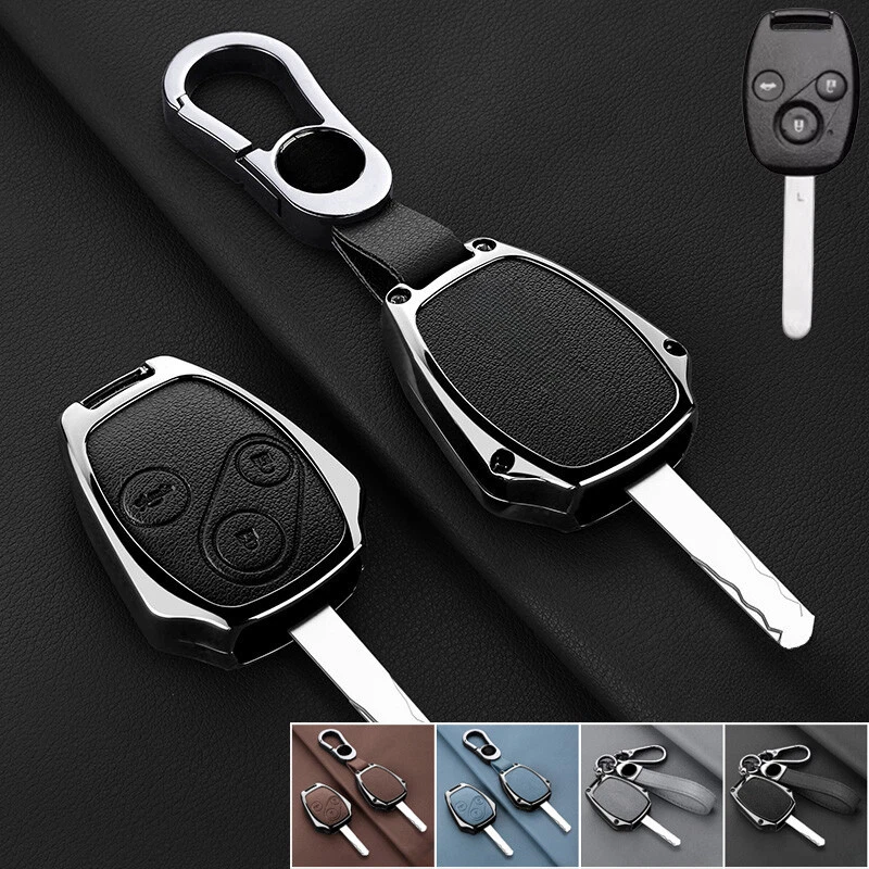 Zinc Alloy Leather Car Key Fob Case Cover For Honda CIVIC CR-V Freed Pilot JAZZ Foto 1 de 4