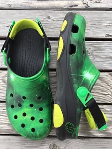 Crocs X Ron English All Terrain Alien Neon Green Black Area Men's Size 11 Clogs - Picture 1 of 16