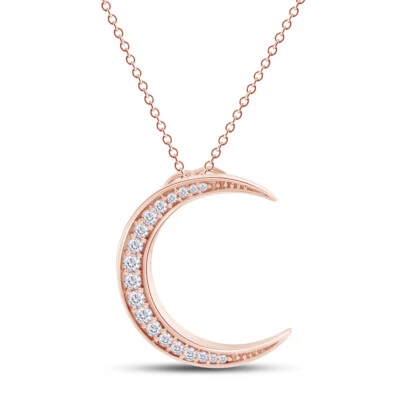 Collar Colgante Luna Diamante Redondo Simulado en Plata Chapada en Oro 14K Foto 1 de 4