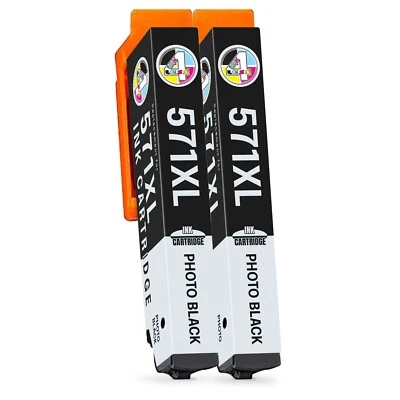2 Photo Black 571XL Ink Cartridges For Canon Pixma MG5750 MG5751 MG5752 MG5700 - Image 1 of 4