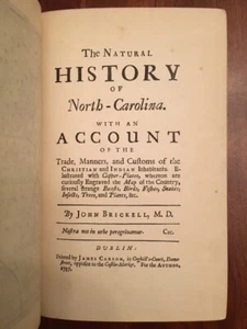 RARE Natural History of North Carolina, John Brickell (1737), Folding Map, 1911 - Picture 1 of 3