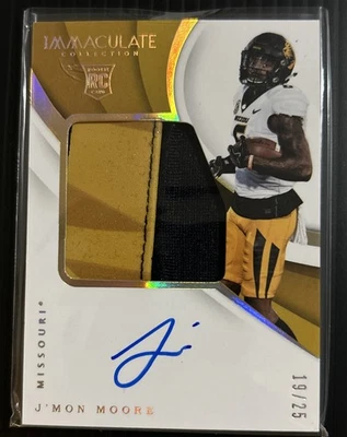 2018 Panini Immaculate J'MON MOORE /25 Collegiate Glove Patch On-Card Auto #145 - Image 1 of 4