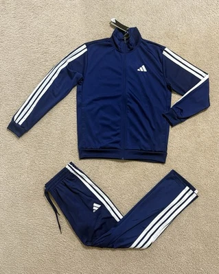 Adidas Essentials Tricot 3 Rayas Chándal Conjunto de 2 Piezas Azul Marino Para Hombre Talla M, L Foto 1 de 4