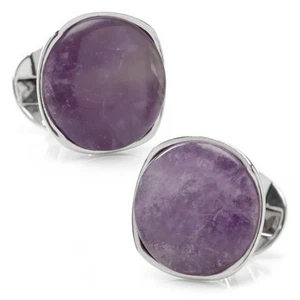 Sterling Silver Classic Formal Amethyst Cufflinks - Picture 1 of 6