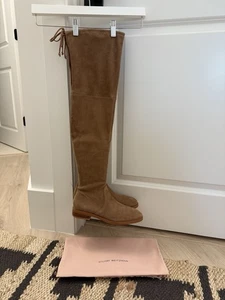 Stuart Weitzman Lowland Stretch Suede Over-the-Knee Boots Taupe Size 6.5 - Picture 1 of 4