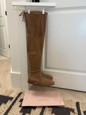 Stuart Weitzman Lowland Stretch Suede Over-the-Knee Boots Taupe Size 6.5 - Image 1 of 4