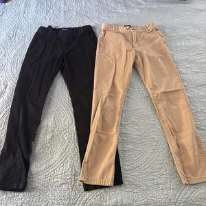 Children's Place Boys Flat Front Black Chino Pants, Adjustable Waist, 12, 2 Pair - Picture 1 of 4
