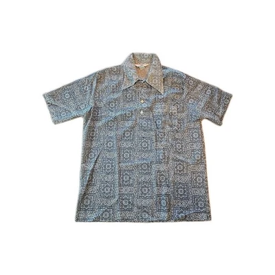 De colección Años 60 JANTZEN 100 Poliéster Ocio Polo Cuello Daga Estampado Azul Marino Talla L Foto 1 de 4