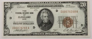 1929 $20 Cleveland Ohio OH National Currency  Federal Reserve Bank Note - 372b - Picture 1 of 3